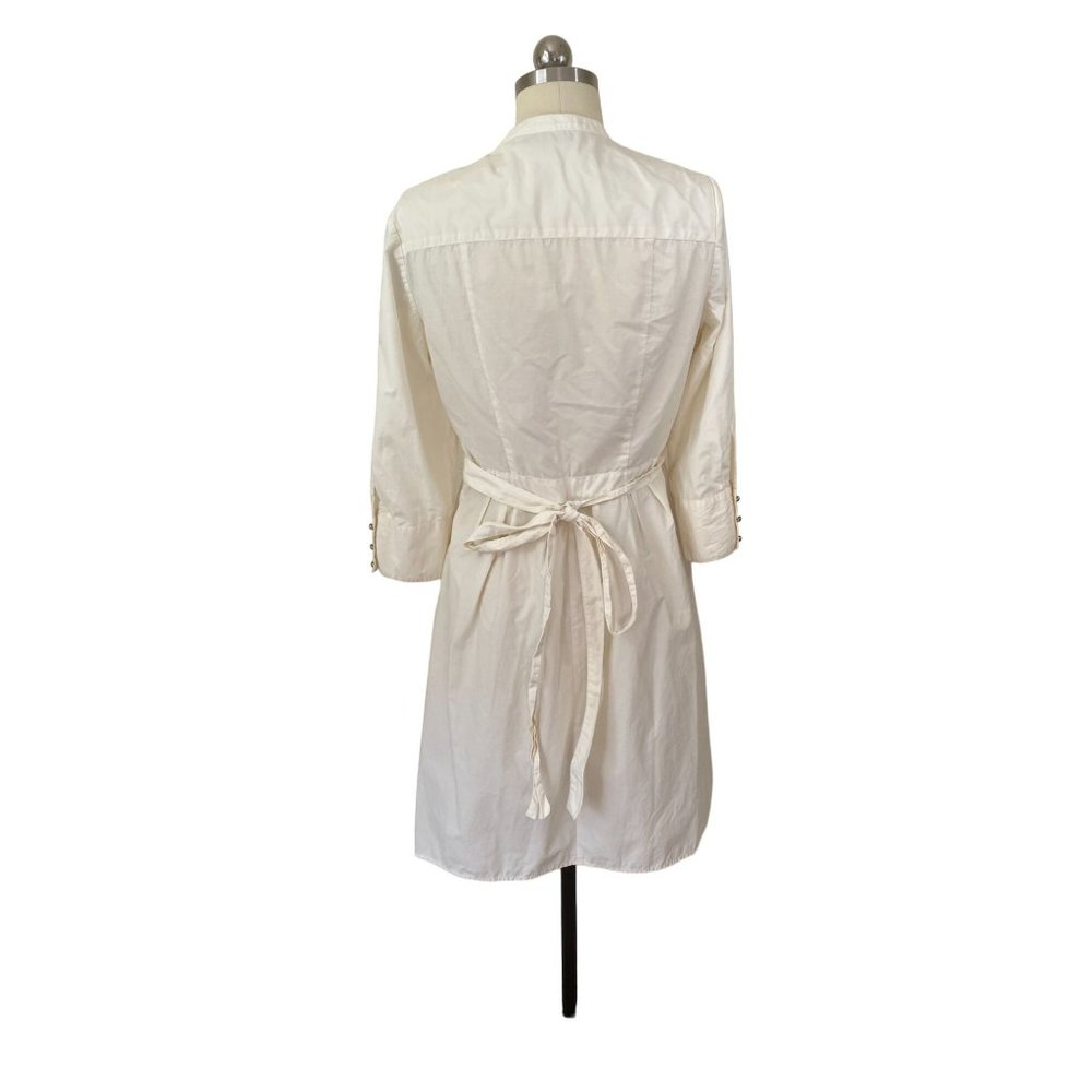 Parameter Womens Dress 6 Ivory Cotton Minimalist Mod Knee Length Buttons - Picture 5 of 11